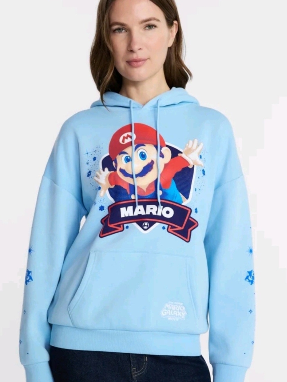 Mario Graphic Light Blue Hoodie Sweatshirt